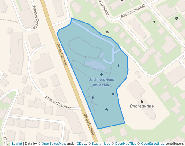 walking in Jardin des Hoirs de Cessole map in Nice