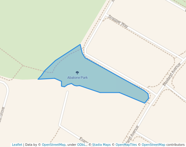 walking in Abalone Park map in Two Rocks