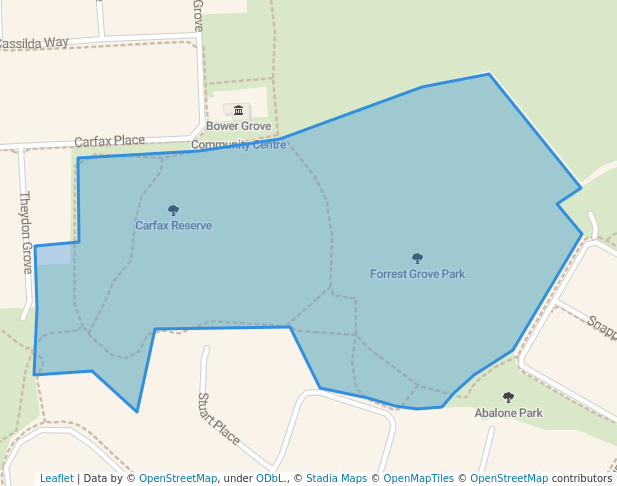 walking in Forrest Grove Park map in Two Rocks