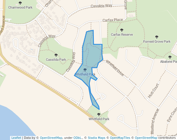 walking in Whitfield Park map in Two Rocks