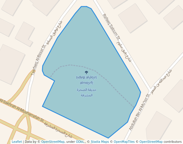 walking in حديقة الصخرة المشرفة map in Amman