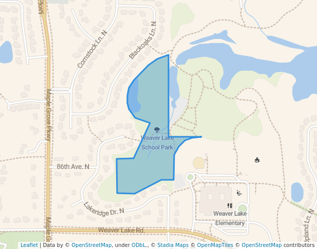 walking in Weaver Lake School Park map in Osseo