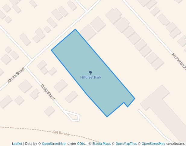 walking in Hillcrest Park map in Pembroke