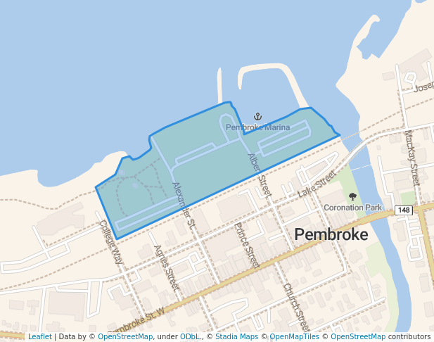 walking in Pembroke Waterfront Park map in Pembroke