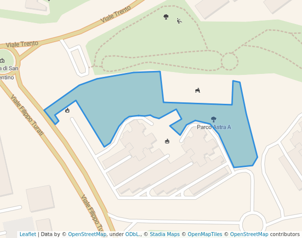 walking in Parco Astra A map in Terni