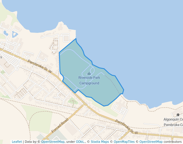 walking in Riverside Park map in Pembroke