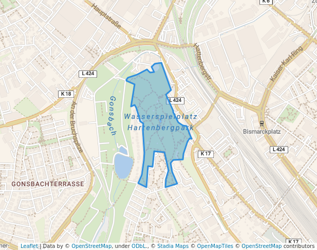 walking in Hartenbergpark map in Mainz