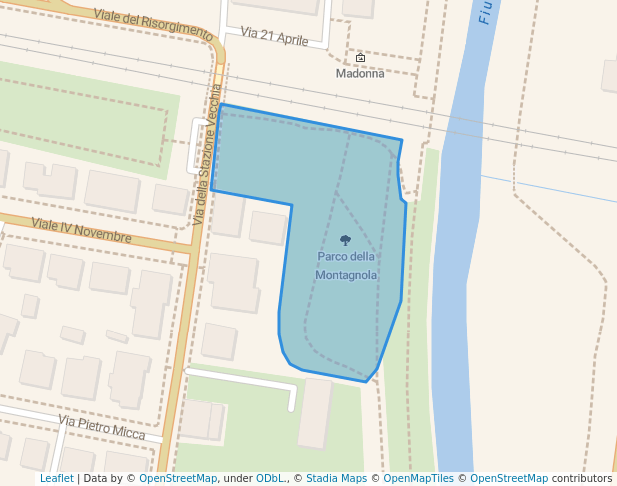 walking in Parco della Montagnola map in Pontedera