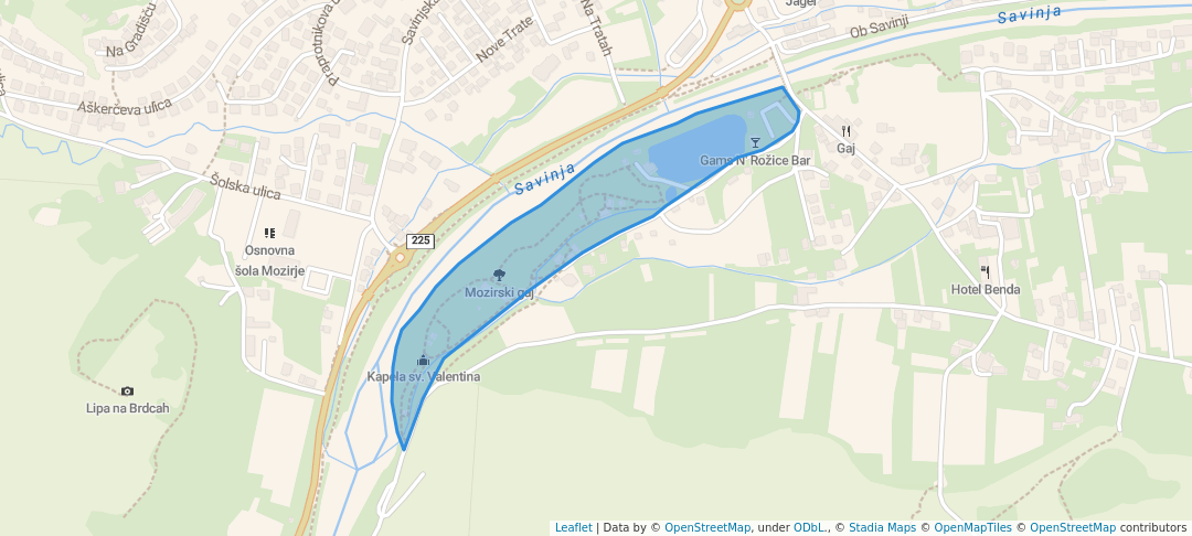 walking in Mozirski gaj map in Mozirje