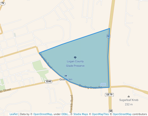 walking in Logan County Glade Preserve map in Russellville