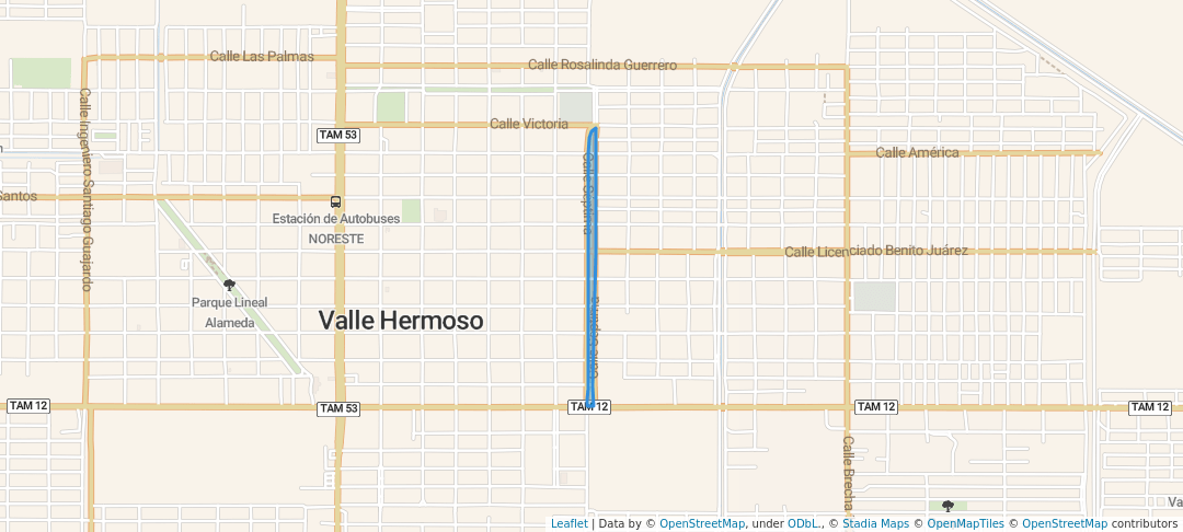 walking in Parque Linealísimo map in Valle Hermoso