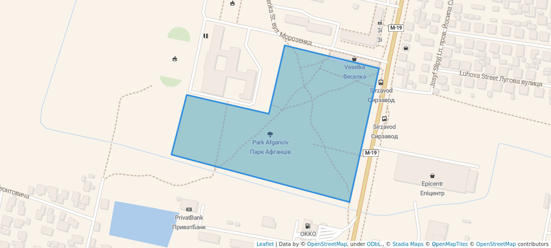 walking in Парк Афганців map in Dubno