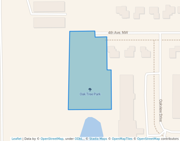 walking in Oak Tree Park map in Dilworth