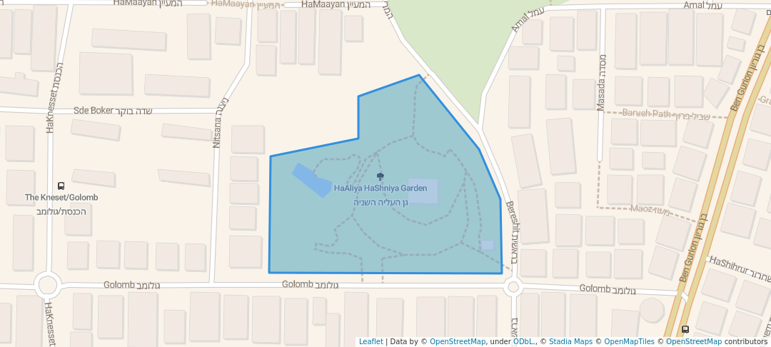 walking in HaAliya HaShniya Garden map in Giv'atayim