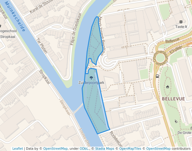 walking in Zuiderpoortpark map in Gent