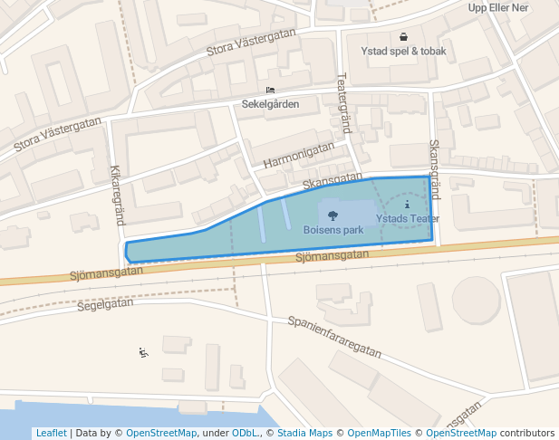 walking in Boisens park map in Ystad