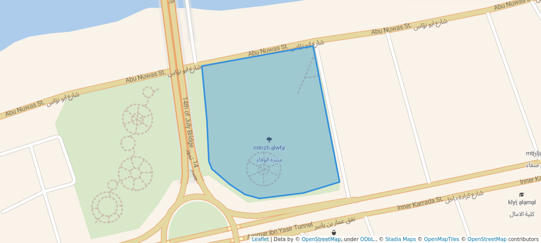 walking in متنزه الوفاء map in Baghdad