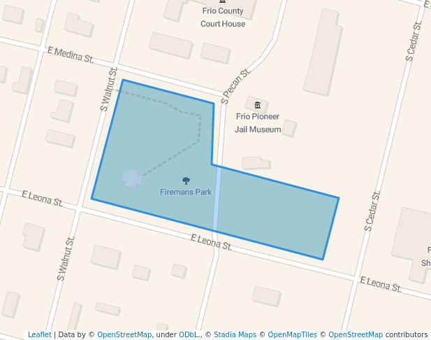 walking in Firemans Park map in Pearsall