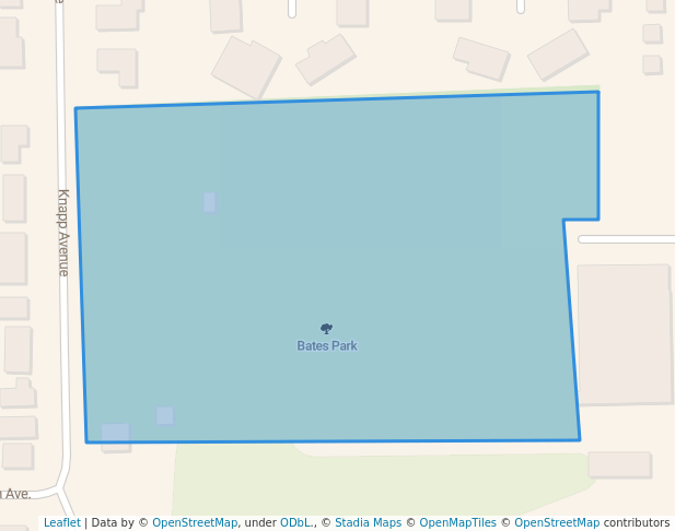 walking in Bates Park map in Warren