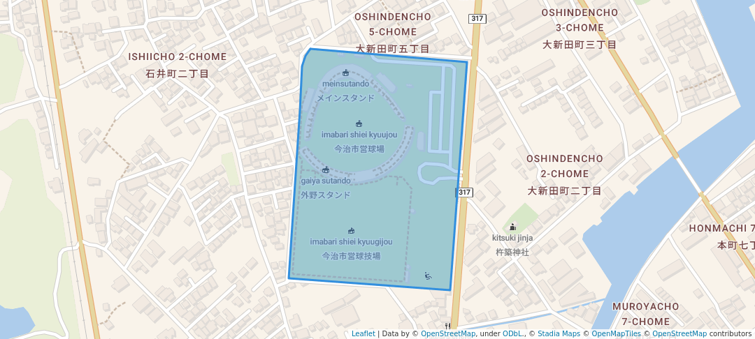 walking in 大新田公園 map in Imabari