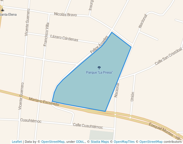 walking in Parque "La Presa" map in Ezequiel Montes