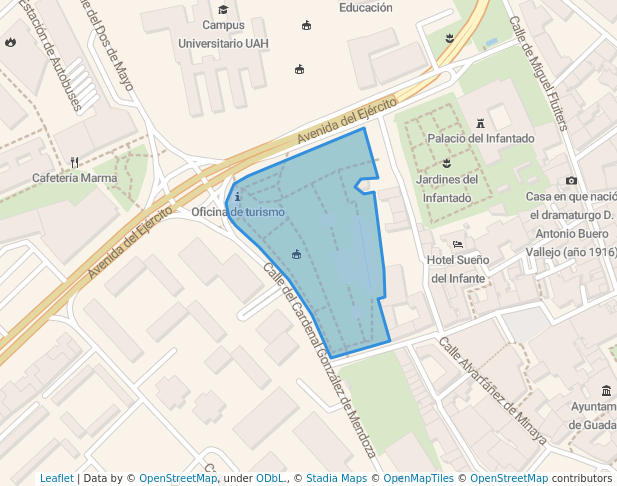 walking in Parque de la Huerta de San Antonio map in Guadalajara