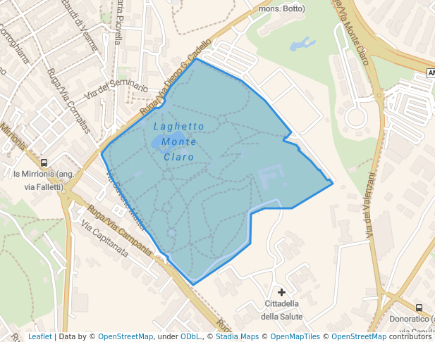 walking in Parco Provinciale di Monte Claro map in Cagliari