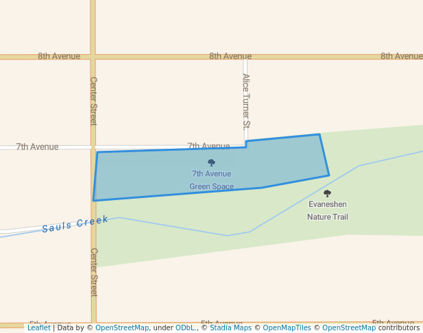 walking in 7th Avenue Green Space map in Burns Lake