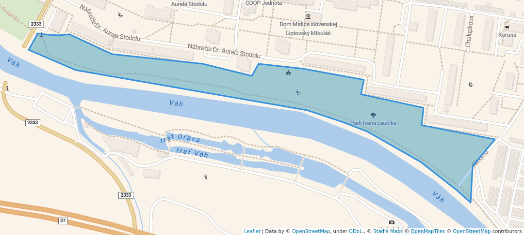 walking in Park Ivana Laučíka map in Liptovský Mikuláš