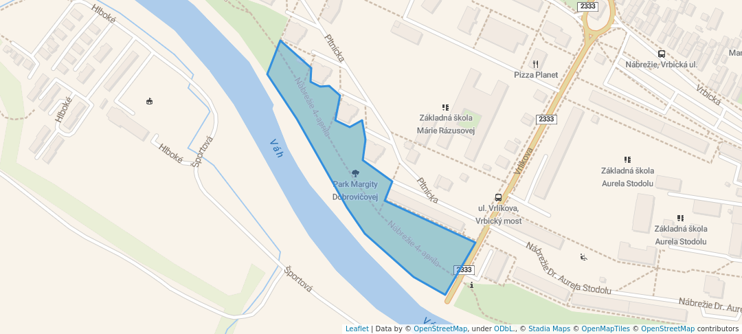 walking in Park Margity Dobrovičovej map in Liptovský Mikuláš