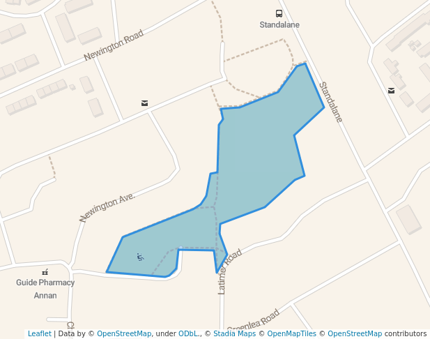 walking in Newington Park map in Annan