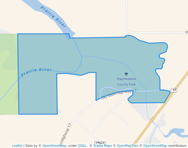 walking in Haymeadow County Park map in Merrill