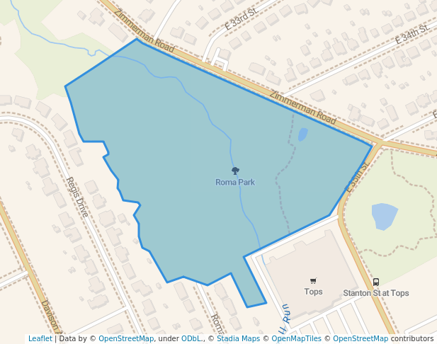 walking in Roma Park map in Erie