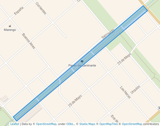 walking in Paseo del caminante map in Las Varillas