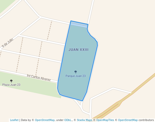 walking in Parque Juan 23 map in Las Varillas