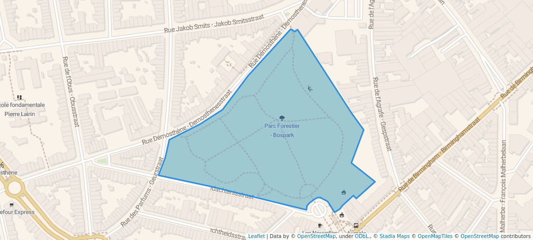 walking in Parc Forestier - Bospark map in Anderlecht