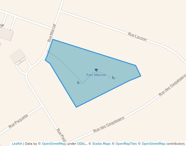 walking in Parc Mercier map in Salaberry-de-Valleyfield