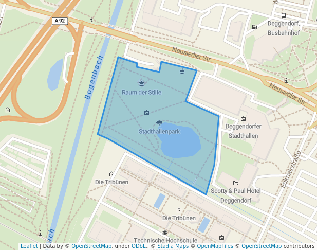walking in Stadthallenpark map in Deggendorf