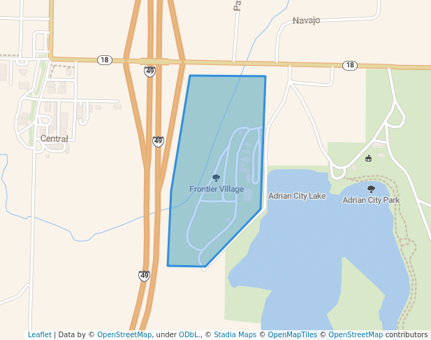 walking in Frontier Village map in Adrian