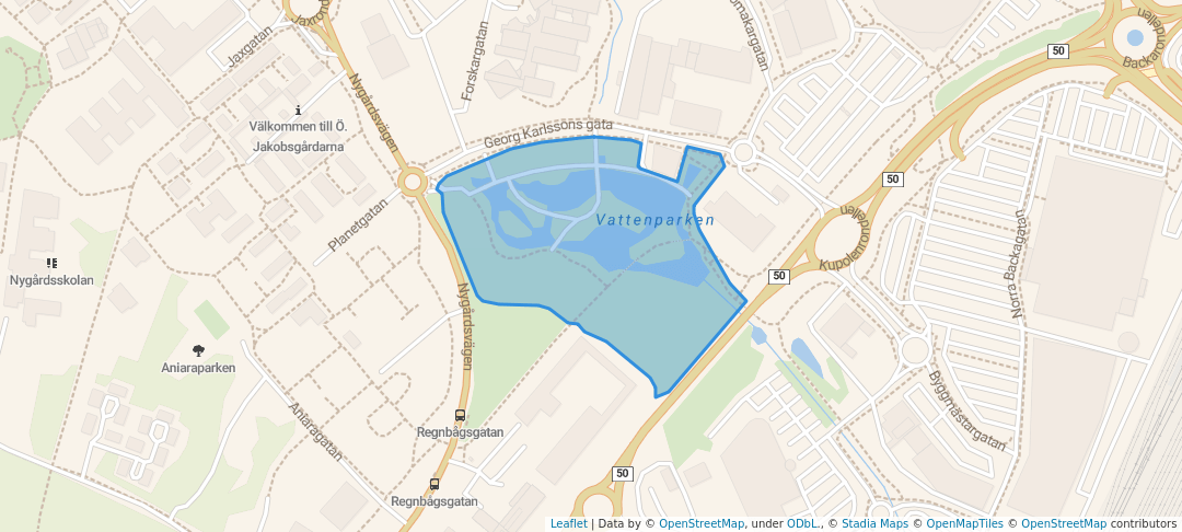 walking in Vattenparken map in Borlänge