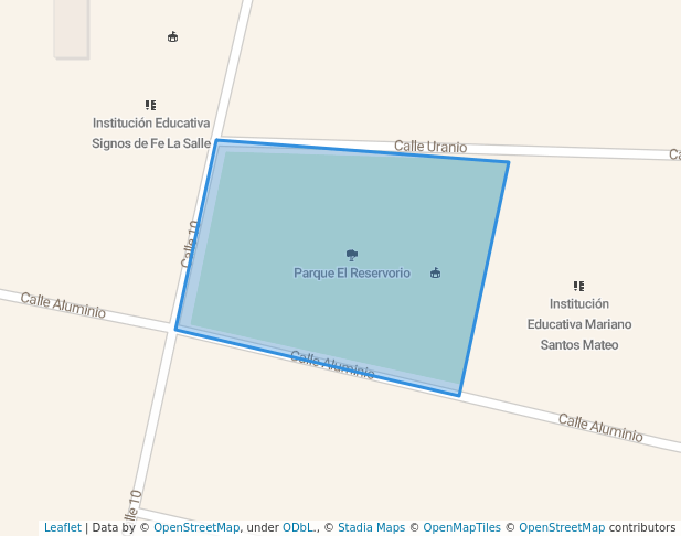 walking in Parque El Reservorio map in Trujillo