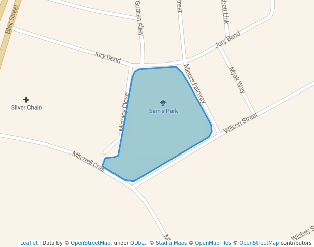 walking in Sam's Park map in Carey Park