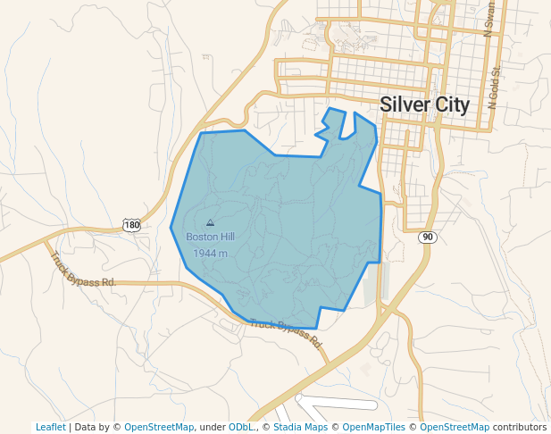 walking in Boston Hill Open Space map in Silver City
