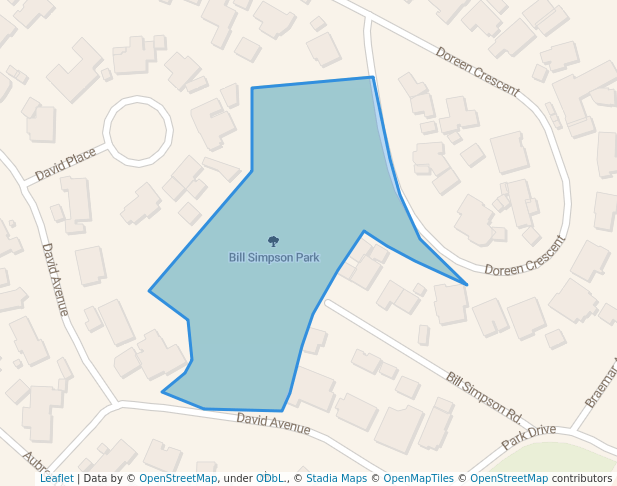 walking in Bill Simpson Park map in Durban North