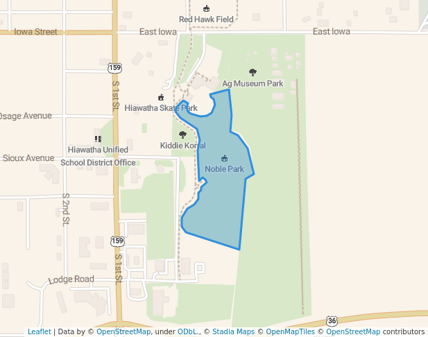 walking in Noble Park map in Hiawatha