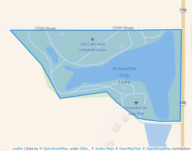 walking in Hiawatha City Lake Park map in Hiawatha