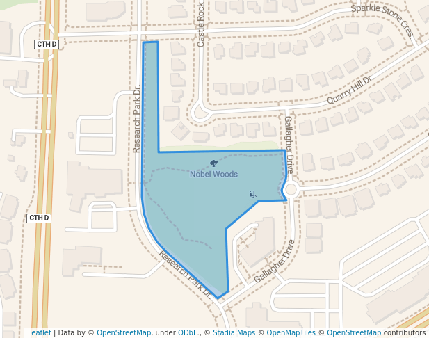 walking in Nobel Woods map in Fitchburg