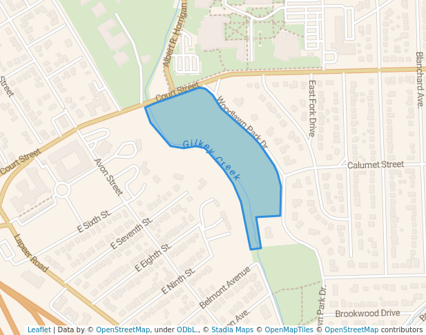 walking in Burroughs Park map in Flint