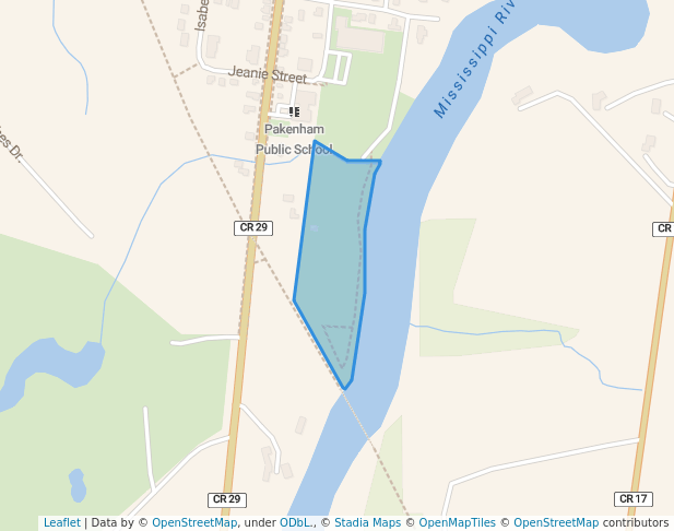 walking in Fred Millar Park map in Mississippi Mills