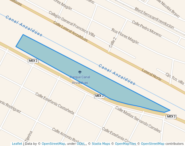 walking in Parque Canal Anzalduas map in Reynosa